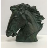 AFTER JAMES KILLIAN SPRATT (b. 1950) a verdigris patinated plaster model of a horse head stamped "J.