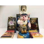 Three boxes of sundry collectables to include Yakov's Toy Shop Sergei model in association with