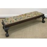A 20th Century needlework upholstered dressing stool on scrollwork decorated cabriole legs in the