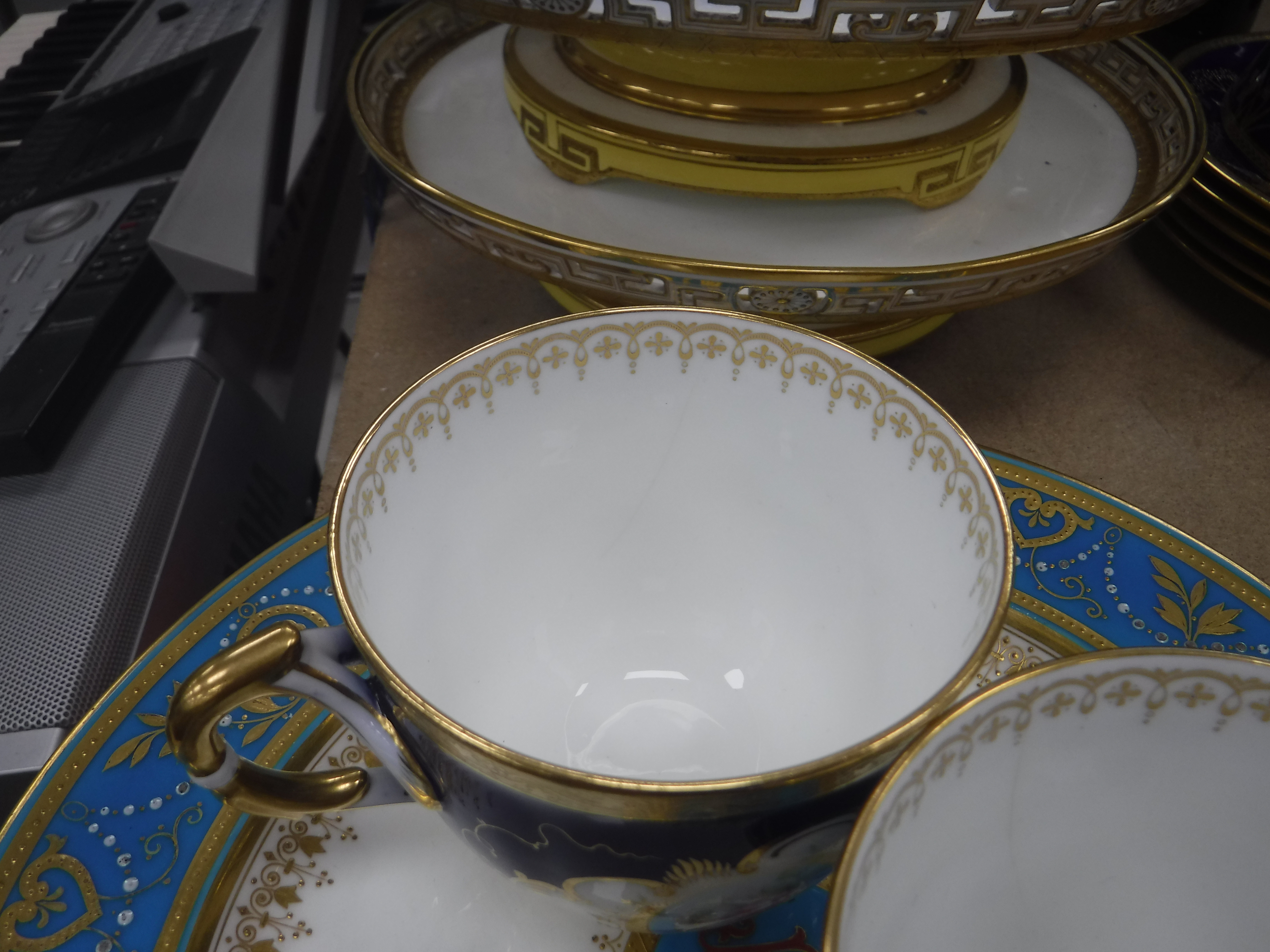 A Mintons floral spray blue and gilt decorated part tea service comprising six cups and saucers, - Image 13 of 25