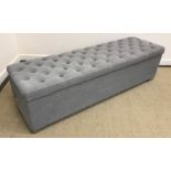 A modern "Danish Collection" grey buttoned upholstered box ottoman 160 cm wide x 48 cm deep x 43 cm