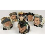 A collection of large Royal Doulton character jugs comprising Robin Hood (D6527),