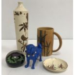 An assortment of 20th Century and other glassware to include Bohemian cut glass biscuit barrel and