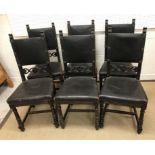 A set of six early 20th Century French dining chairs with leatherette back and seat,