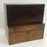 A late George III mahogany and cross-banded tea caddy of plain rectangular form,