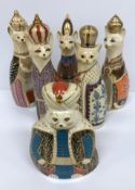 A collection of six Royal Crown Derby Royal Cats comprising "Siamese", "Burmese", "Persian",