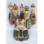 A collection of six Royal Crown Derby Royal Cats comprising "Siamese", "Burmese", "Persian",