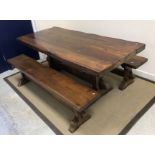 A 20th Century pine refectory style dining table,