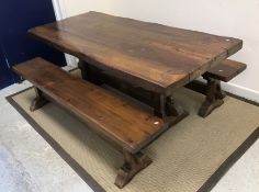 A 20th Century pine refectory style dining table,