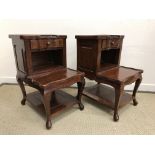A pair of modern Indian hardwood night tables of step form,