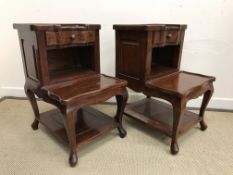 A pair of modern Indian hardwood night tables of step form,