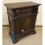 An 18th Century Italian walnut side cabinet of small proportions,