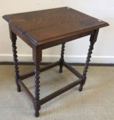 A Victorian mahogany centre table on turned and ringed twin end pillar supports united by a centre