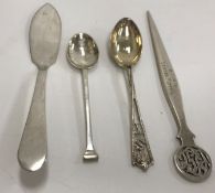 A collection of various Indian and other silver / white metal teaspoons,