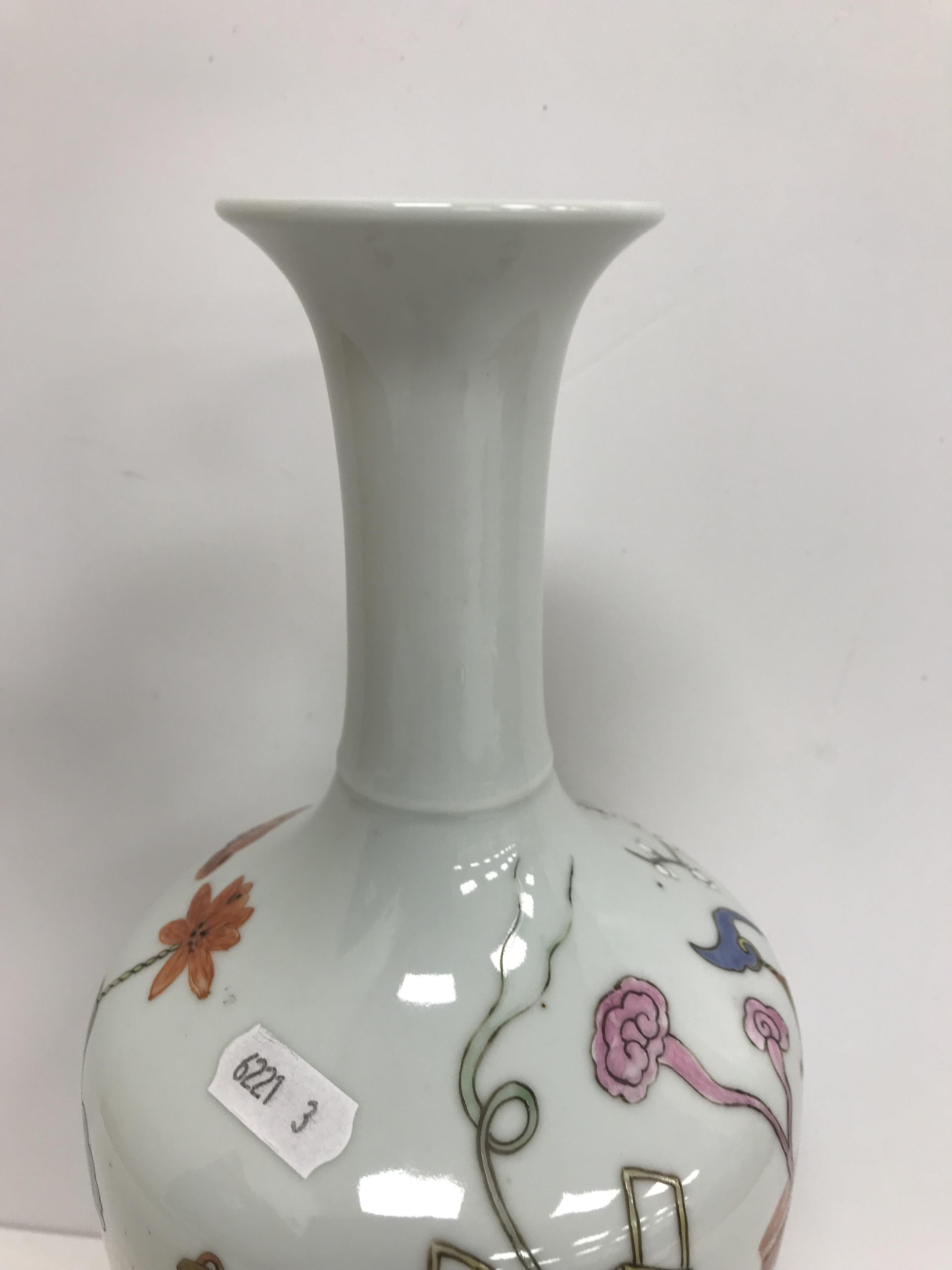A Chinese baluster shaped vase, the decoration depicting various vases, screens etc, - Image 16 of 31