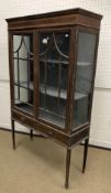 An Edwardian mahogany and satinwood banded display cabinet 103 cm wide x 166.