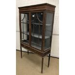 An Edwardian mahogany and satinwood banded display cabinet 103 cm wide x 166.