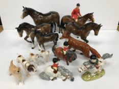 A collection of Beswick figures comprising "Thelwell Pony Express",