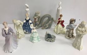 A collection of figurines comprising Coalport Ladies of Fashion - Enchantress,