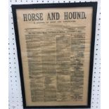 A framed and glazed edition of "Horse and Hound", Volume I No.