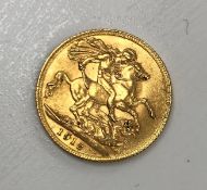 A 1912 George V gold sovereign