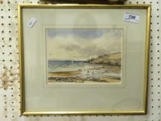 ELIZABETH HAINES "Beach scene with figures", watercolour, signed and dated 1986 lower left,