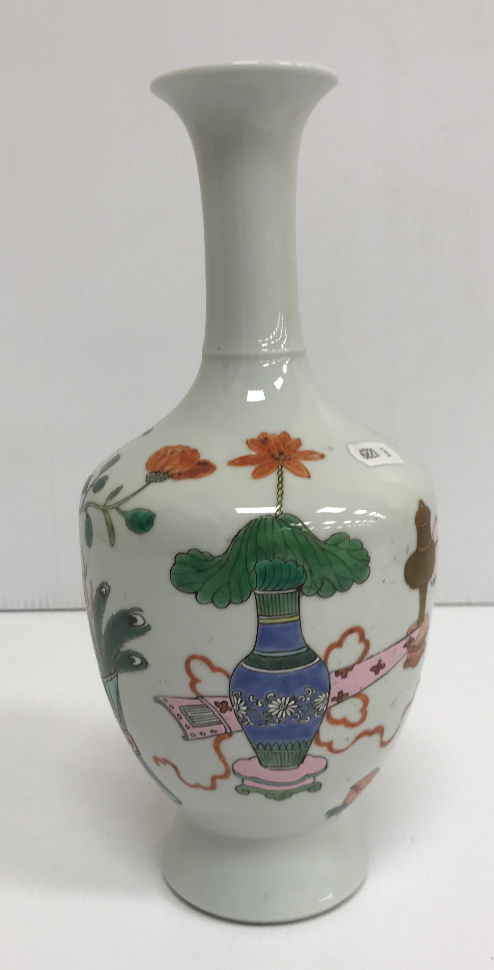 A Chinese baluster shaped vase, the decoration depicting various vases, screens etc, - Image 3 of 31