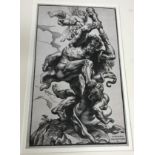 AFTER CHRISTOFFEL "Jegher" and "P P Rubens" "Hercules slaying discord" wood cut print,