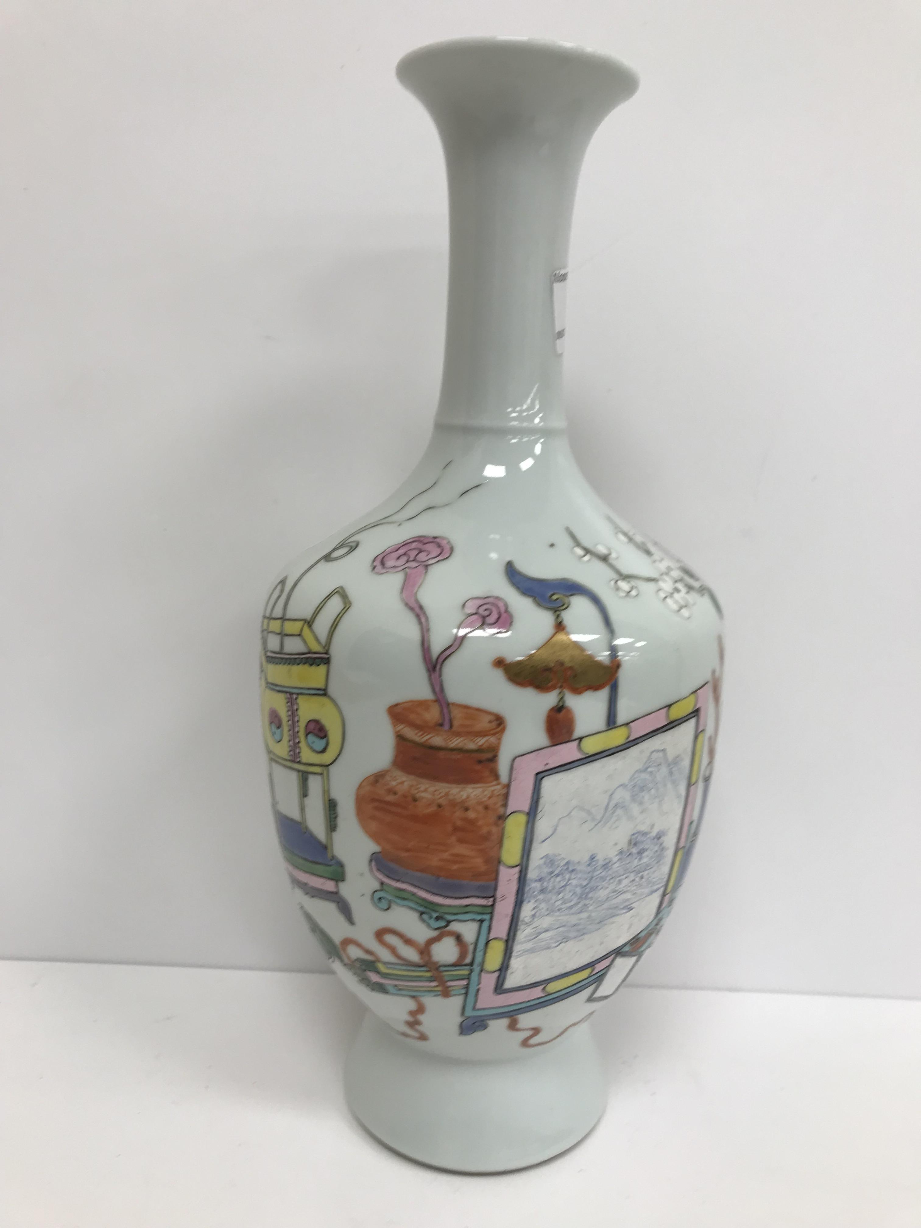 A Chinese baluster shaped vase, the decoration depicting various vases, screens etc, - Image 20 of 31