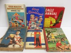 A collection of childrens books and annuals to include The Adventures of Bertie Bassett,