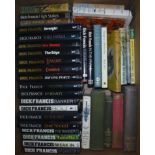 A box of books including twenty-one DICK FRANCIS novels including "Straight", "Wild Horses",