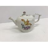 An 18th Century Meissen miniature teapot with floral spray decoration,