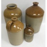 A collection of stoneware flagons, one inscribed "Horrocks & Sons 1919",