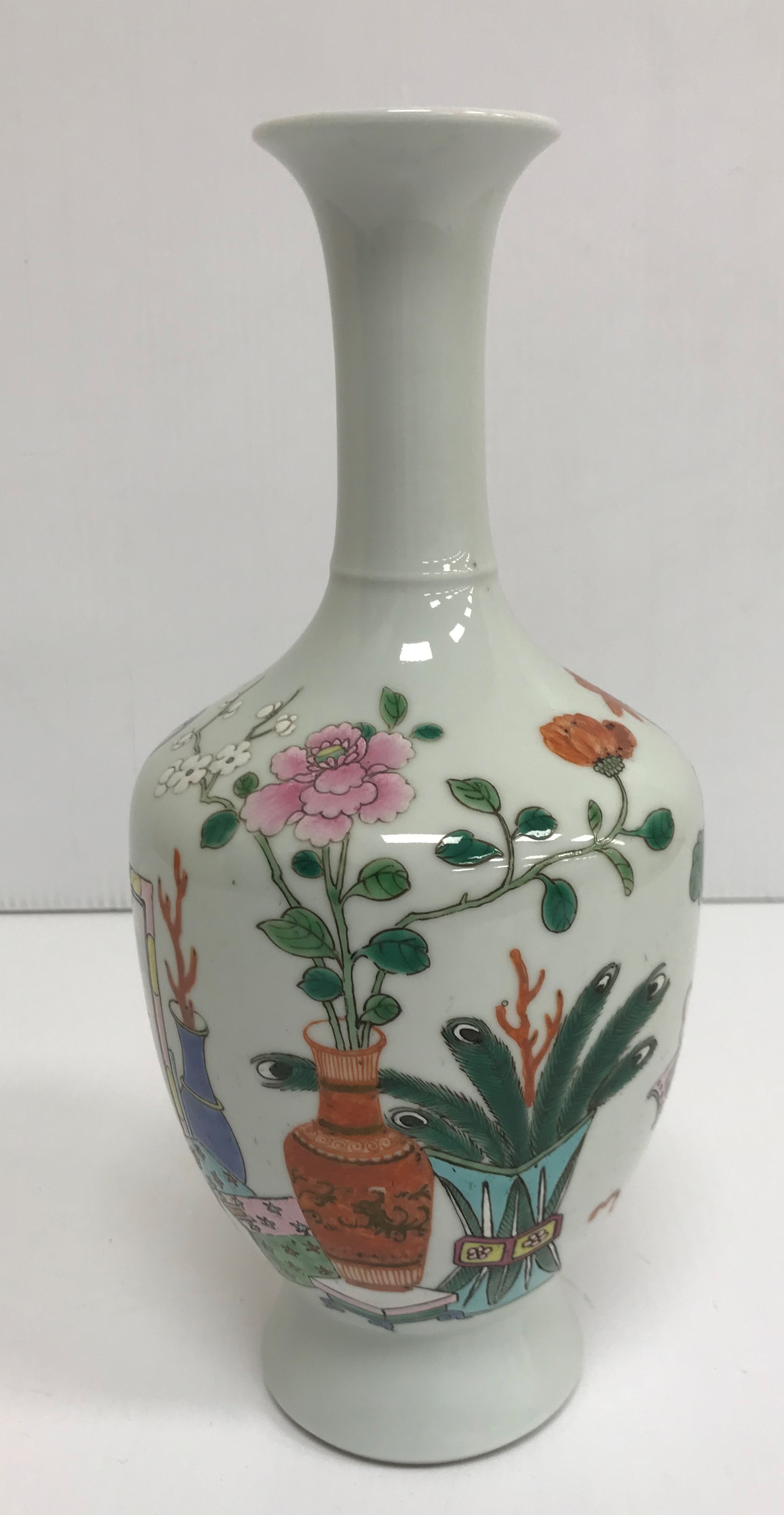 A Chinese baluster shaped vase, the decoration depicting various vases, screens etc, - Image 4 of 31