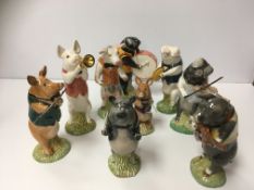 A Beswick Pig Band of nine pieces including "Michael" (PP6), "Andrew" (PP4), "Daniel" (PP5),