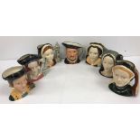 A set of Royal Doulton character jugs comprising Henry VIII (D6642) and his six wives including