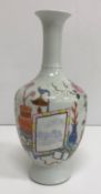 A Chinese baluster shaped vase, the decoration depicting various vases, screens etc,