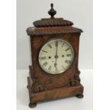 A Victorian burr walnut veneered mantel clock,