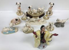A collection of Royal Doulton Disney's 101 Dalmations comprising "Lucky and Freckles on ice" DM10,