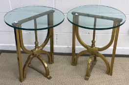 A pair of early to mid 20th Century lacquered brass occasional tables,