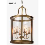 A Sofa Workshop "Howarth" six light pendant hanging lantern with brass finish (boxed),