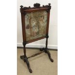 A Victorian rosewood framed fire screen,