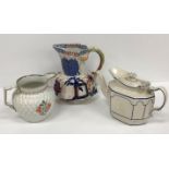 Two boxes of 18th and 19th Century china to include a pineapple relief work pearlware jug with