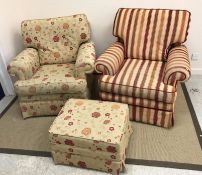 A Gainsborough floral upholstered two seat sofa with matching armchair and similar armchair in