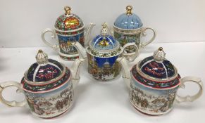A collection of approximately 40 James Sadler decorative teapots including Sporting Collections,