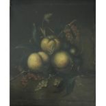 A FOLLOWER OF MARIA VON OSTERWYCK (1630-1693) "Fruit on a stone ledge", oil on panel, unsigned,