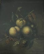 A FOLLOWER OF MARIA VON OSTERWYCK (1630-1693) "Fruit on a stone ledge", oil on panel, unsigned,