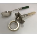 An Edwardian silver and mother of pearl teether (by G.E.
