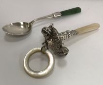 An Edwardian silver and mother of pearl teether (by G.E.