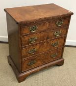 A modern burr elm bachelors chest of small proportions in the 18th Century manner,